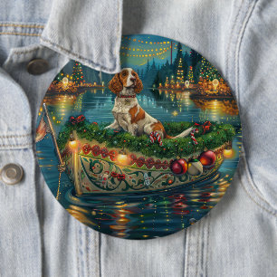 Brittany Spaniel Christmas Festive Voyage 6 Cm Round Badge