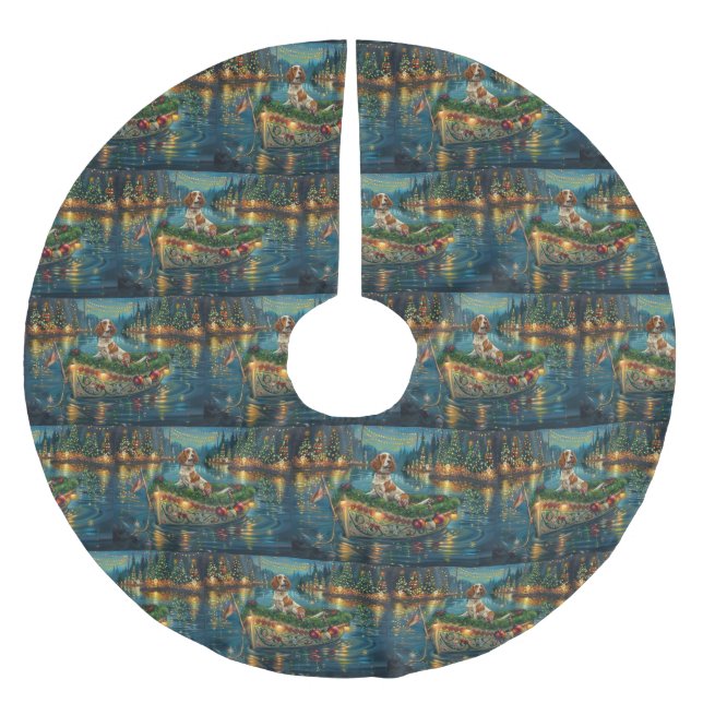 Brittany Spaniel Christmas Festive Voyage Brushed Polyester Tree Skirt (Front)