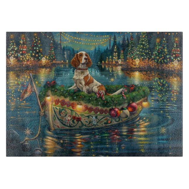 Brittany Spaniel Christmas Festive Voyage Cutting Board (Front)