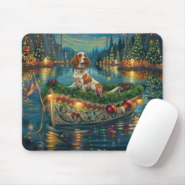 Brittany Spaniel Christmas Festive Voyage Mouse Pad (With Mouse)