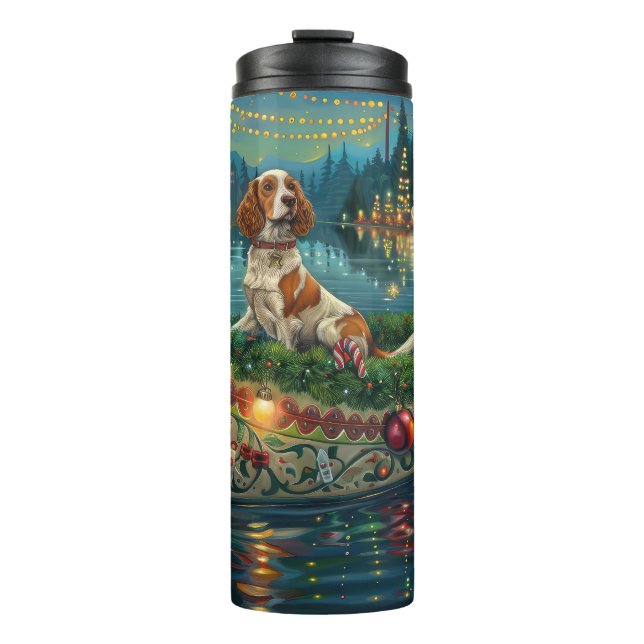Brittany Spaniel Christmas Festive Voyage Thermal Tumbler (Front)