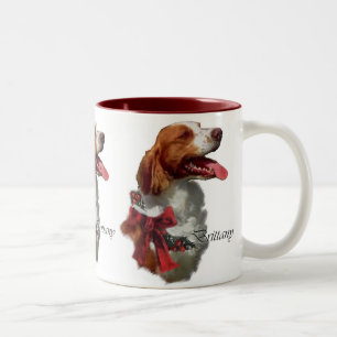 Brittany Spaniel Christmas Gifts Two-Tone Coffee Mug