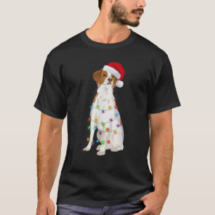 BRITTANY SPANIEL Christmas Lights Xmas Dog Lover   T-Shirt
