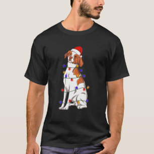BRITTANY SPANIEL Christmas Lights Xmas Dog Lover T-Shirt