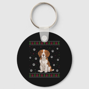 Brittany Spaniel Christmas Sweater Xmas Pet Animal Key Ring