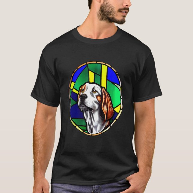 Brittany Spaniel - Colorful Stained Glass_3 T-Shirt (Front)