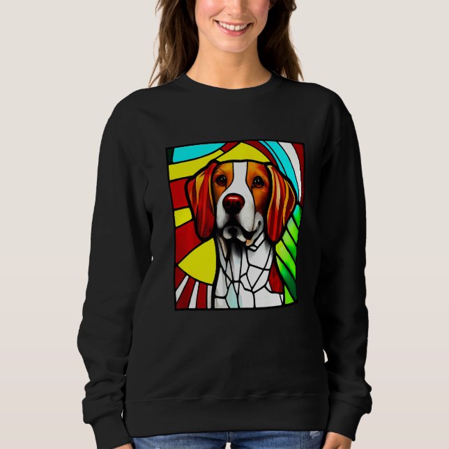 Brittany Spaniel - Colorful Stained Glass Premium Sweatshirt (Front)