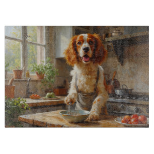 Brittany Spaniel Cooking in Kitchen Cutting Board
