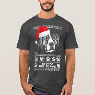 Brittany Spaniel Cute Happy Holidays Christmas T-Shirt