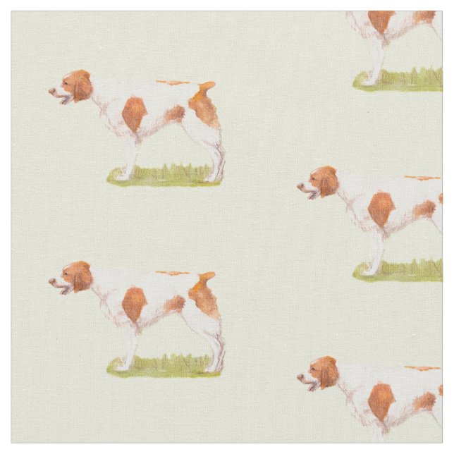 Brittany Spaniel Dog Art Fabric (Close Up)
