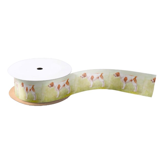 Brittany Spaniel Dog Art Ribbon Satin Ribbon (Spool)