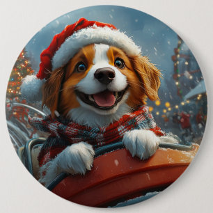 Brittany Spaniel Dog Christmas 6 Cm Round Badge