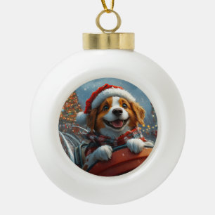 Brittany Spaniel Dog Christmas Ceramic Ball Christmas Ornament