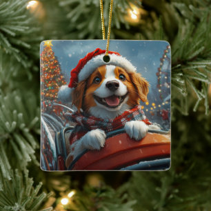 Brittany Spaniel Dog Christmas Ceramic Ornament