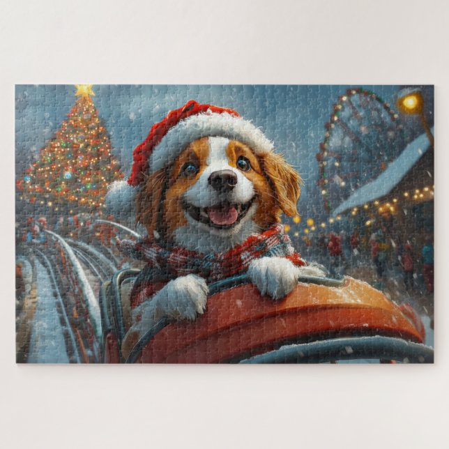 Brittany Spaniel Dog Christmas Jigsaw Puzzle (Horizontal)
