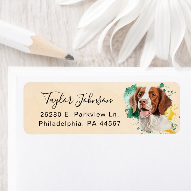 Brittany Spaniel Dog Return Address Label (Insitu)