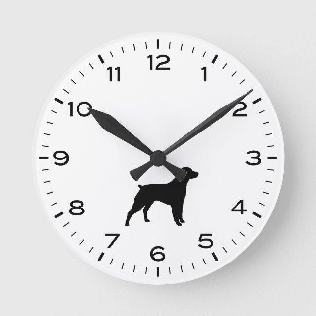 Brittany Spaniel Dog Silhouette Round Clock (Front)