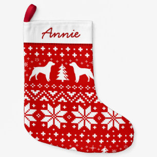Brittany Spaniel Dog Silhouettes Holiday Pattern Small Christmas Stocking