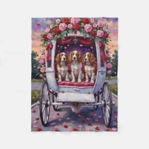 Brittany Spaniel Dog Valentine's Day  Fleece Blanket