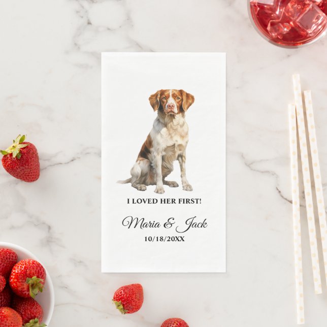 Brittany Spaniel Dog Wedding Dinner Napkin (Insitu)