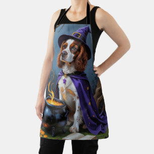Brittany Spaniel Dog Whimsical Halloween Painting Apron