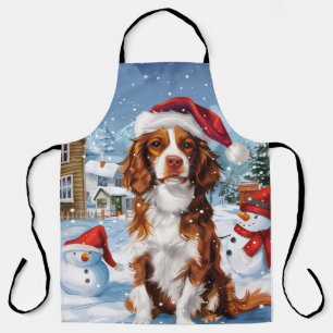 Brittany Spaniel Dog Winter Wonderland Christmas  Apron