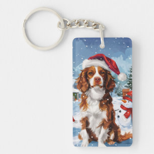 Brittany Spaniel Dog Winter Wonderland Christmas  Key Ring