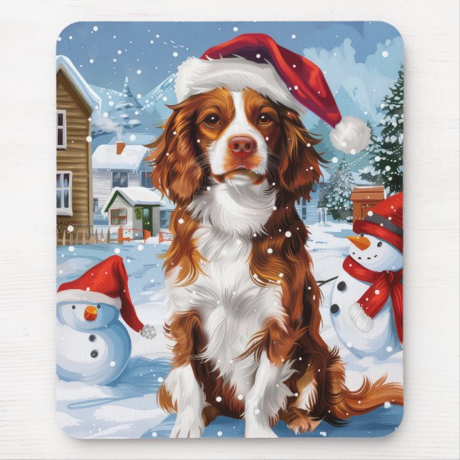 Brittany Spaniel Dog Winter Wonderland Christmas  Mouse Pad (Front)