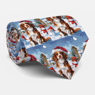 Brittany Spaniel Dog Winter Wonderland Christmas  Tie