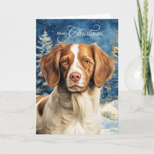 Brittany Spaniel Dog Woodland Forest Christmas Holiday Card