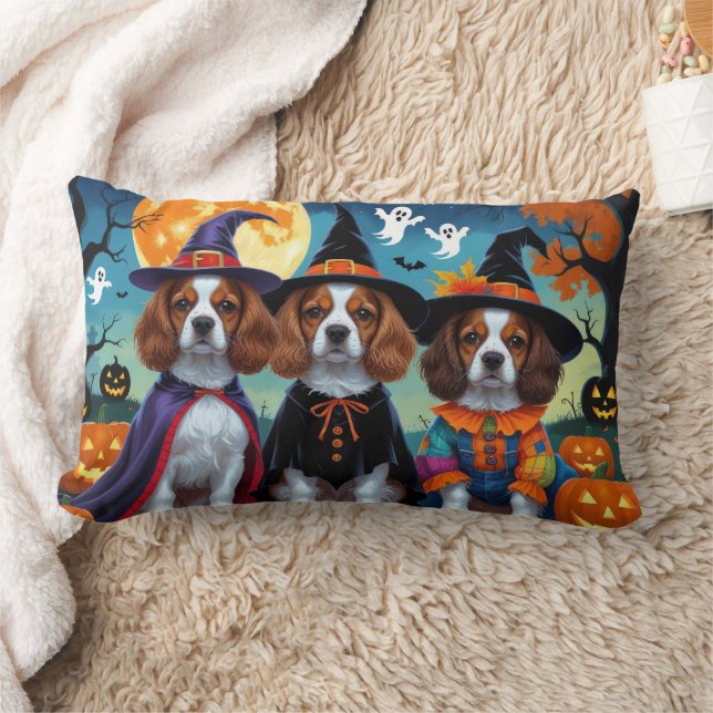 Brittany Spaniel Dogs Pumpkin Halloween Funny  Lumbar Cushion (Blanket)