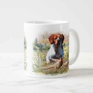 Brittany Spaniel – Field, Focus, Pheasant , Art  Large Coffee Mug