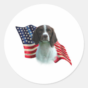 Brittany Spaniel Flag Classic Round Sticker