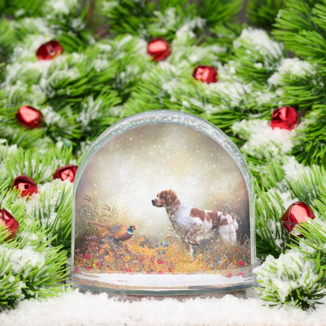 Brittany Spaniel, French Brittany Snowglobe (Christmas)