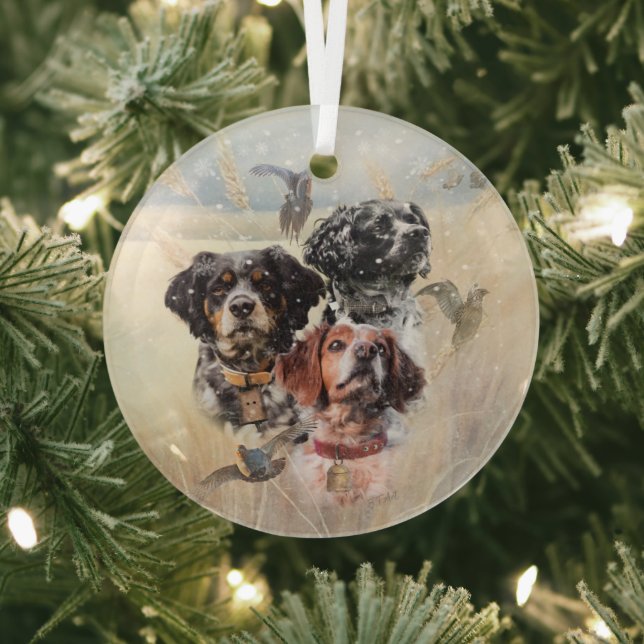 Brittany Spaniel Glass Tree Decoration (Insitu)