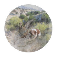 Brittany Spaniel hunting chukar partridge, Art