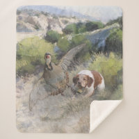 Brittany Spaniel hunting chukar partridge, Art