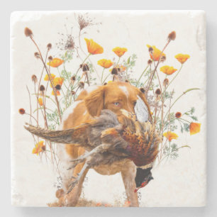 Brittany Spaniel, Hunting Pheasant Coffee Mug T-Sh Stone Coaster