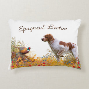 Brittany Spaniel, Hunting Pheasant  Decorative Cushion