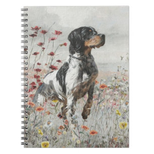 Brittany Spaniel hunts in the field Notebook