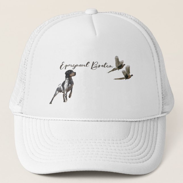 Brittany Spaniel hunts in the field     Trucker Hat (Front)