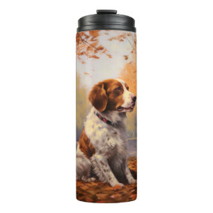 Brittany Spaniel in Autumn Leaves Fall Inspire  Thermal Tumbler