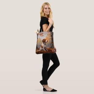 Brittany Spaniel in Autumn Leaves Fall Inspire Tote Bag