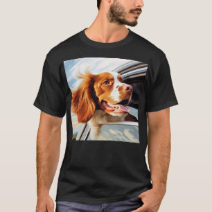 Brittany spaniel in Car Window T-Shirt
