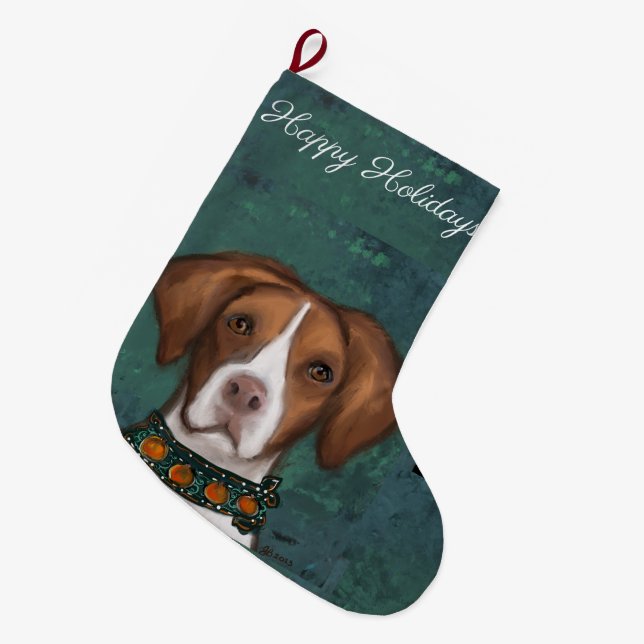 Brittany  Spaniel  Large Christmas Stocking (Front (Hanging))