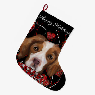 Brittany  Spaniel  Large Christmas Stocking