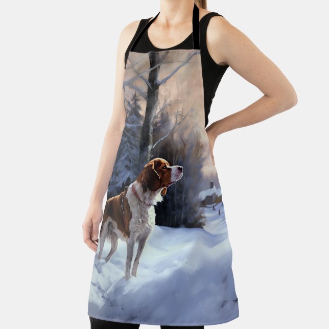 Brittany Spaniel Let It Snow Christmas Apron (Insitu)
