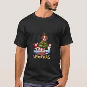 Brittany Spaniel Merry Christmas Tree Lights Dog X T-Shirt