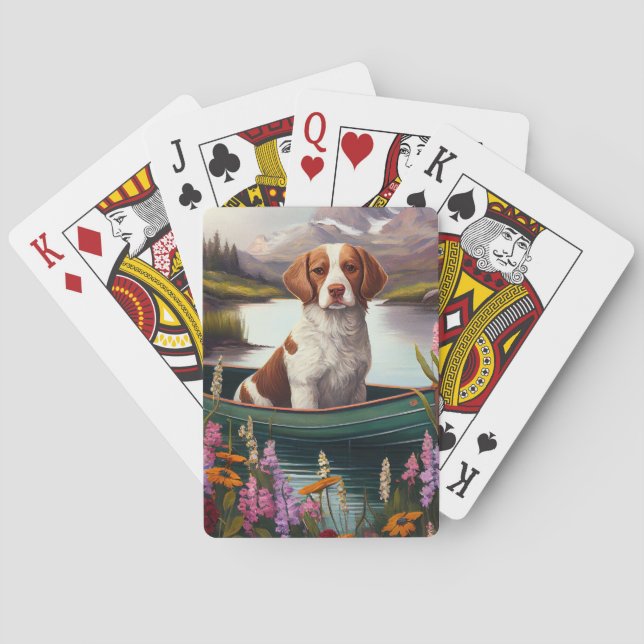 Brittany Spaniel on a Paddle: A Scenic Adventure Playing Cards (Back)