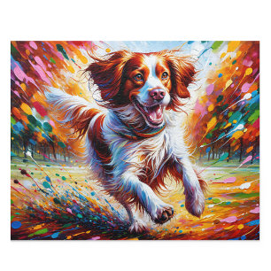 Brittany Spaniel: Orange and White Epagneul Art Jigsaw Puzzle